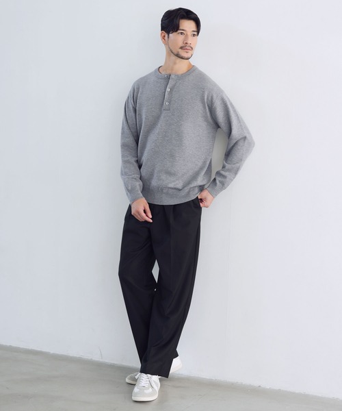 SPU(スプ)の「【ウォッシャブル・抗ピリング】大人のスウェットライクヘンリーネックニット(ニット/セーター・メンズ・ブラック/グレー/ネイビー/ブラウン・XL/L/M/S)」の15枚目の写真