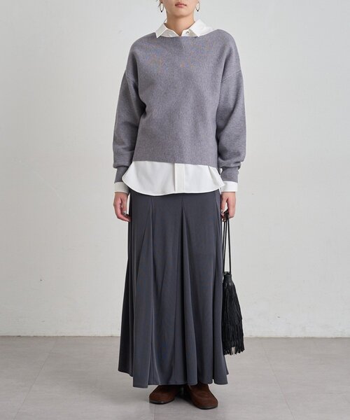 LOUNGEDRESS(ラウンジドレス)の「フィブリルテレコフレアスカート(スカート・レディース・ベージュ/チャコールグレー・36/38)」の7枚目の写真