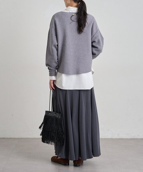 LOUNGEDRESS(ラウンジドレス)の「フィブリルテレコフレアスカート(スカート・レディース・ベージュ/チャコールグレー・36/38)」の9枚目の写真