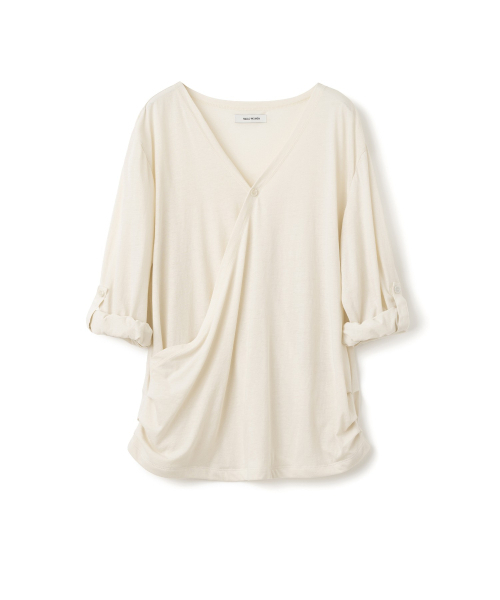 MILLO WOMEN（ミロウーマン）の「ボタンラップTシャツ[ライトベージュ]（Tシャツ/カットソー・レディース・その他・ONE SIZE）」の5枚目の写真