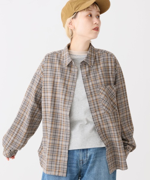 HEART MARKET(ハートマーケット)の「BIGチェックシャツ(シャツ/ブラウス・レディース・グリーン/グレー/ネイビー/ベージュ/レッド/イエロー・MEDIUM/LARGE)」の2枚目の写真