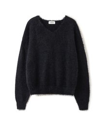 ヘアリー オフショルダー vneck ニット 2 COLOR COWKT023