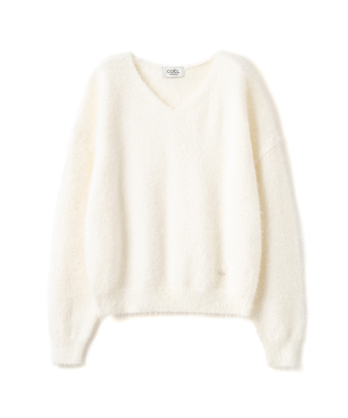 COSTUMEOCLOCK WOMAN(カスタムオクロック ウーマン)の「ヘアリー オフショルダー vneck ニット 2 COLOR COWKT023(ニット/セーター・レディース・ブラック/アイボリー・FREE)」の10枚目の写真