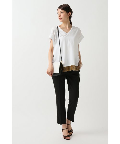 FIGARO Paris（フィガロパリ）の「SONIA DE NISCO フリンジVネック Tシャツ◆（Tシャツ/カットソー・レディース・ブラック/ホワイト・38/40）」の9枚目の写真