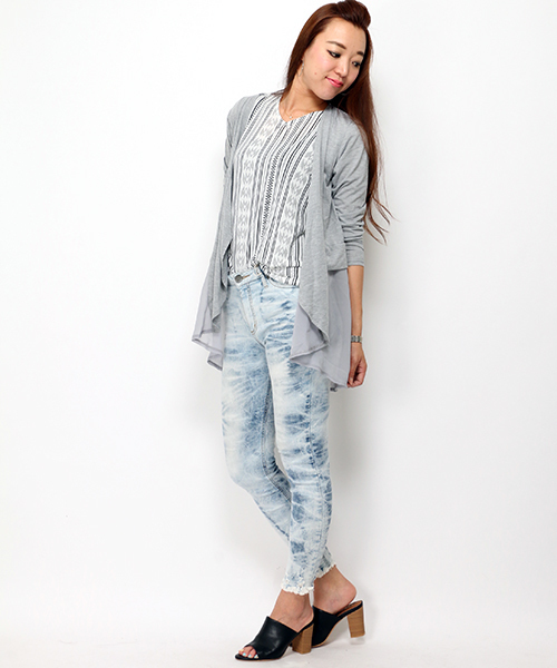 VENCEEXCHANGE（ヴァンスエクスチェンジ）の「オルテガTシフォンカーデアンサンブル         （カーディガン/ボレロ・レディース・オフホワイト/グレー/ダークカーキ/ブラック・MEDIUM）」の3枚目の写真