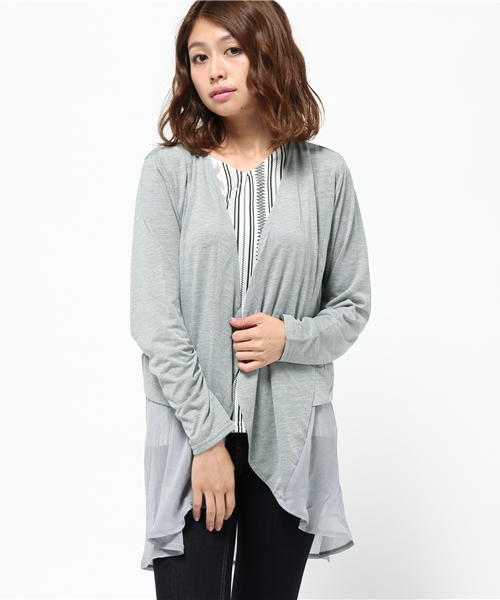 VENCEEXCHANGE（ヴァンスエクスチェンジ）の「オルテガTシフォンカーデアンサンブル         （カーディガン/ボレロ・レディース・オフホワイト/グレー/ダークカーキ/ブラック・MEDIUM）」の15枚目の写真