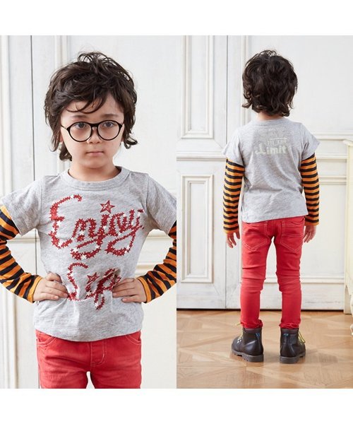 BREEZE（ブリーズ）の「ネット限定 4色2柄長袖Tシャツ（Tシャツ/カットソー・キッズ・レッド/グレー/チャコール/ネイビー・90/120/100/95/110/130/140/80）」の6枚目の写真