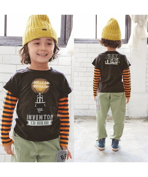 BREEZE（ブリーズ）の「ネット限定 4色2柄長袖Tシャツ（Tシャツ/カットソー・キッズ・レッド/グレー/チャコール/ネイビー・90/120/100/95/110/130/140/80）」の7枚目の写真