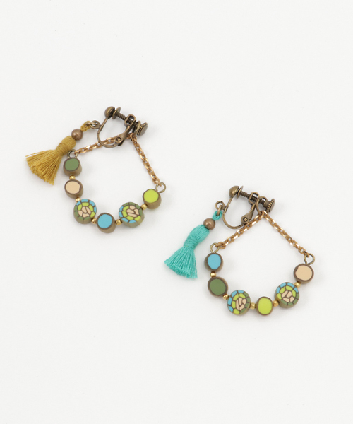 TONE SELECT GOODS(トーンセレクトグッズ)の「【macree】後ろもかわいいタッセルイヤリング(イヤリング・レディース・グリーン/ピンク/ブルー/その他1・FREE)」の2枚目の写真