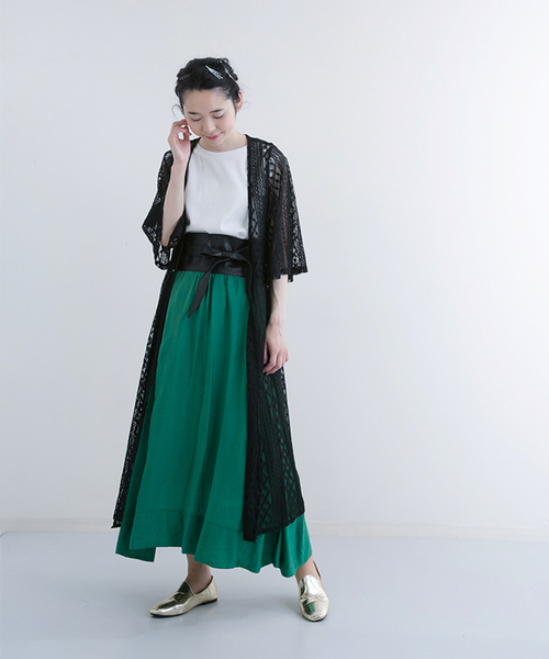 MERLOT（メルロー）の「シースルー総レースガウン0033（カーディガン/ボレロ・レディース・オフホワイト/ブラック・FREE）」の6枚目の写真