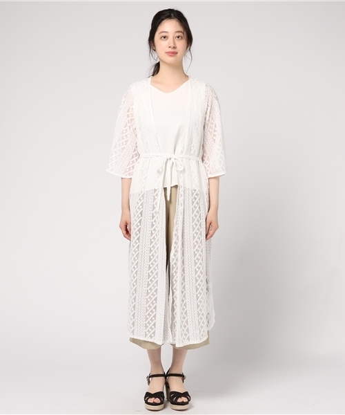 MERLOT（メルロー）の「シースルー総レースガウン0033（カーディガン/ボレロ・レディース・オフホワイト/ブラック・FREE）」の13枚目の写真