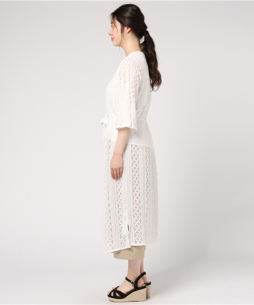 MERLOT（メルロー）の「シースルー総レースガウン0033（カーディガン/ボレロ・レディース・オフホワイト/ブラック・FREE）」の7枚目の写真