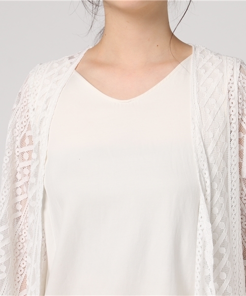 MERLOT（メルロー）の「シースルー総レースガウン0033（カーディガン/ボレロ・レディース・オフホワイト/ブラック・FREE）」の10枚目の写真