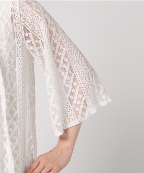 MERLOT（メルロー）の「シースルー総レースガウン0033（カーディガン/ボレロ・レディース・オフホワイト/ブラック・FREE）」の11枚目の写真