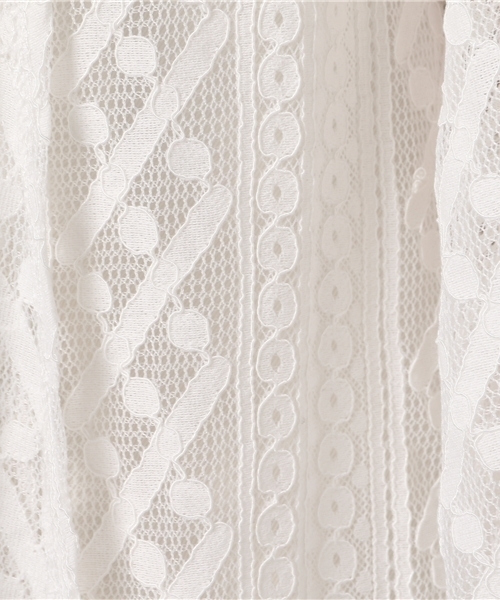 MERLOT（メルロー）の「シースルー総レースガウン0033（カーディガン/ボレロ・レディース・オフホワイト/ブラック・FREE）」の12枚目の写真