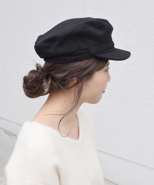 Khaju(カージュ)の「Khaju:メルトンマリンキャスケット◇(キャスケット・レディース・ブラック/ベージュ/ネイビー・ONE SIZE)」の2枚目の写真