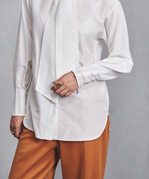 ray！ユナイテッドアローズ ボウタイブラウス コットンシルク ホワイト UNITED ARROWS（ユナイテッドアローズ）の「◇UGCB コットンシルク