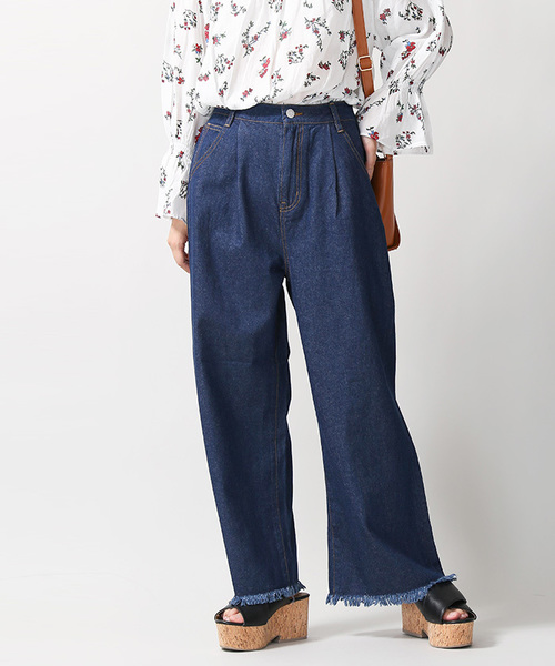 WEGO（ウィゴー）の「WEGO/フリンジデニムワイドパンツ（デニムパンツ・レディース・ライトインディゴブルー/インディゴブルー/ダークインディゴブルー・MEDIUM/LARGE）」の11枚目の写真