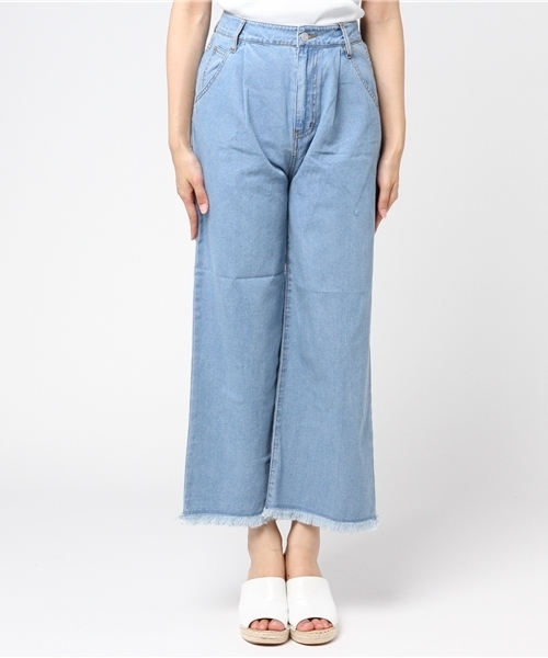 WEGO（ウィゴー）の「WEGO/フリンジデニムワイドパンツ（デニムパンツ・レディース・ライトインディゴブルー/インディゴブルー/ダークインディゴブルー・MEDIUM/LARGE）」の19枚目の写真