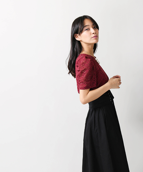 WEGO（ウィゴー）の「WEGO/パフスリーブレースカットソー（Tシャツ/カットソー・レディース・オフホワイト/ブラック/カーキ/ワイン・FREE）」の21枚目の写真