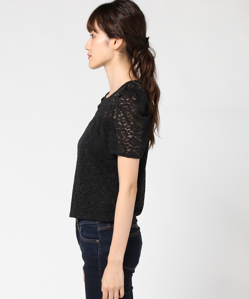 WEGO（ウィゴー）の「WEGO/パフスリーブレースカットソー（Tシャツ/カットソー・レディース・オフホワイト/ブラック/カーキ/ワイン・FREE）」の6枚目の写真