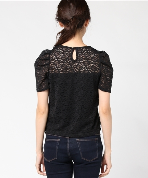 WEGO（ウィゴー）の「WEGO/パフスリーブレースカットソー（Tシャツ/カットソー・レディース・オフホワイト/ブラック/カーキ/ワイン・FREE）」の7枚目の写真