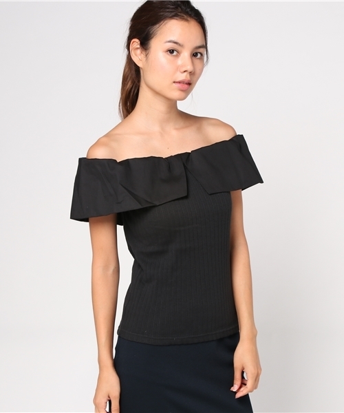 MOUSSY（マウジー）の「WIDE COLLAR OFF SHOULDER TOP（タンクトップ・レディース・ホワイト系その他/ライトブラウン/ブラック・FREE）」の12枚目の写真