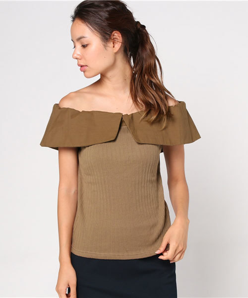 MOUSSY（マウジー）の「WIDE COLLAR OFF SHOULDER TOP（タンクトップ・レディース・ホワイト系その他/ライトブラウン/ブラック・FREE）」の13枚目の写真