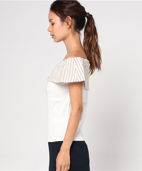 MOUSSY（マウジー）の「WIDE COLLAR OFF SHOULDER TOP（タンクトップ・レディース・ホワイト系その他/ライトブラウン/ブラック・FREE）」の5枚目の写真