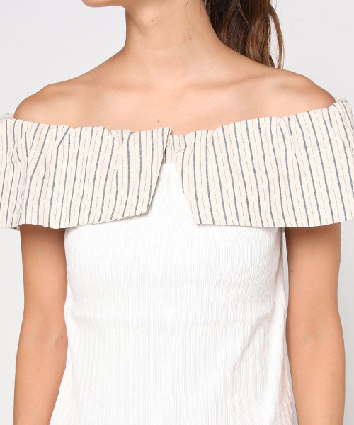 MOUSSY（マウジー）の「WIDE COLLAR OFF SHOULDER TOP（タンクトップ・レディース・ホワイト系その他/ライトブラウン/ブラック・FREE）」の7枚目の写真