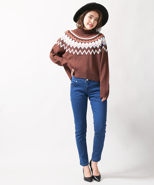 WEGO(ウィゴー)の「WEGO/ノルディックニット(ニット/セーター・レディース・オフホワイト/ブラウン/パープル・FREE)」の16枚目の写真