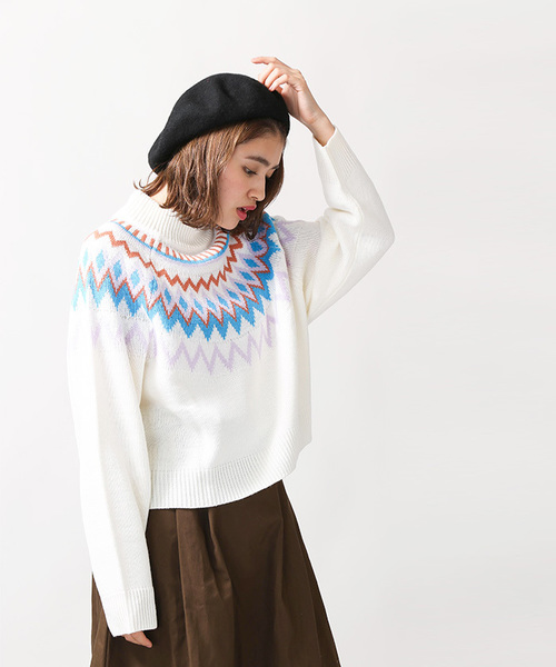 WEGO(ウィゴー)の「WEGO/ノルディックニット(ニット/セーター・レディース・オフホワイト/ブラウン/パープル・FREE)」の18枚目の写真