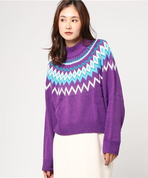 WEGO(ウィゴー)の「WEGO/ノルディックニット(ニット/セーター・レディース・オフホワイト/ブラウン/パープル・FREE)」の11枚目の写真