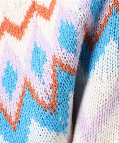 WEGO(ウィゴー)の「WEGO/ノルディックニット(ニット/セーター・レディース・オフホワイト/ブラウン/パープル・FREE)」の13枚目の写真