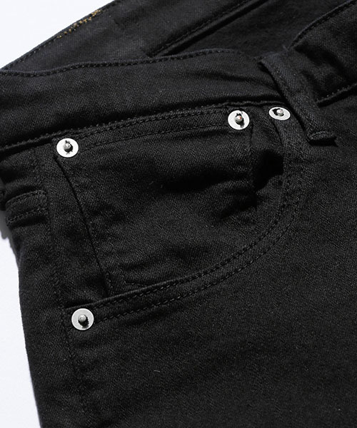 MR.OLIVE（ミスターオリーブ）の「SUPER STRETCH BLACK OVERDYED DENIM / WIDE TAPERED ANKLE CUT PANTS（デニムパンツ・メンズ・ブラック・SMALL/MEDIUM/LARGE）」の2枚目の写真