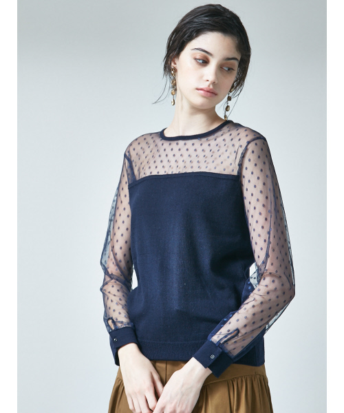 MYSELF ABAHOUSE（マイセルフアバハウス）の「【WEB限定】ドットチュールコンビニットプルオーバー（ニット/セーター・レディース・ブラック/ネイビー・SMALL/MEDIUM）」の18枚目の写真