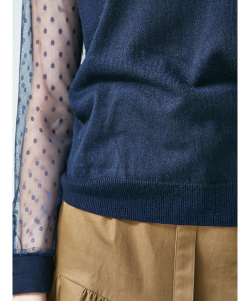MYSELF ABAHOUSE（マイセルフアバハウス）の「【WEB限定】ドットチュールコンビニットプルオーバー（ニット/セーター・レディース・ブラック/ネイビー・SMALL/MEDIUM）」の5枚目の写真