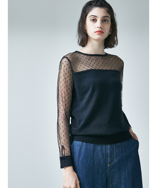 MYSELF ABAHOUSE（マイセルフアバハウス）の「【WEB限定】ドットチュールコンビニットプルオーバー（ニット/セーター・レディース・ブラック/ネイビー・SMALL/MEDIUM）」の13枚目の写真