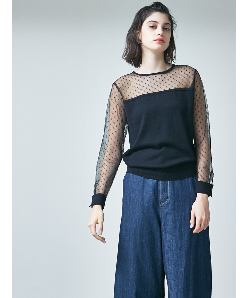 MYSELF ABAHOUSE（マイセルフアバハウス）の「【WEB限定】ドットチュールコンビニットプルオーバー（ニット/セーター・レディース・ブラック/ネイビー・SMALL/MEDIUM）」の19枚目の写真