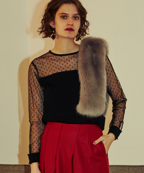 MYSELF ABAHOUSE（マイセルフアバハウス）の「【WEB限定】ドットチュールコンビニットプルオーバー（ニット/セーター・レディース・ブラック/ネイビー・SMALL/MEDIUM）」の22枚目の写真