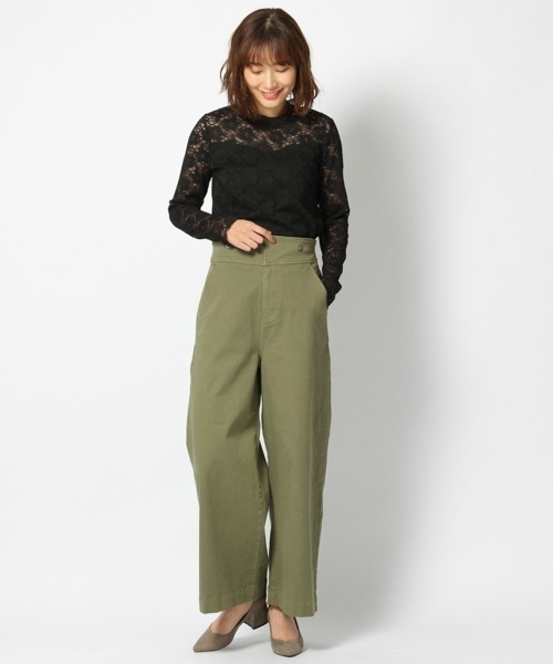 laboratory work（ラボラトリーワーク）の「ハイネックプリーツレースプルオーバー（Tシャツ/カットソー・レディース・ホワイト/ブラック・MEDIUM）」の4枚目の写真