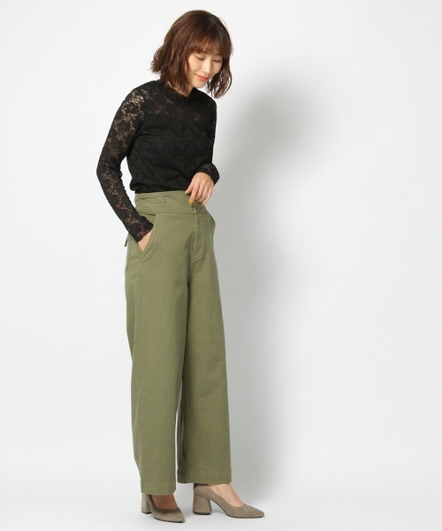 laboratory work（ラボラトリーワーク）の「ハイネックプリーツレースプルオーバー（Tシャツ/カットソー・レディース・ホワイト/ブラック・MEDIUM）」の5枚目の写真