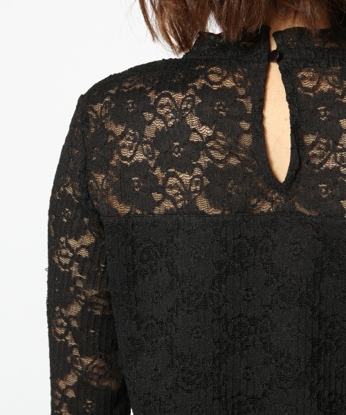 laboratory work（ラボラトリーワーク）の「ハイネックプリーツレースプルオーバー（Tシャツ/カットソー・レディース・ホワイト/ブラック・MEDIUM）」の12枚目の写真