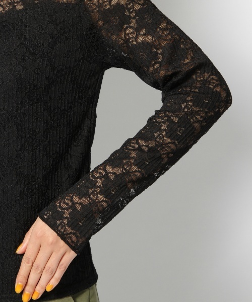 laboratory work（ラボラトリーワーク）の「ハイネックプリーツレースプルオーバー（Tシャツ/カットソー・レディース・ホワイト/ブラック・MEDIUM）」の14枚目の写真