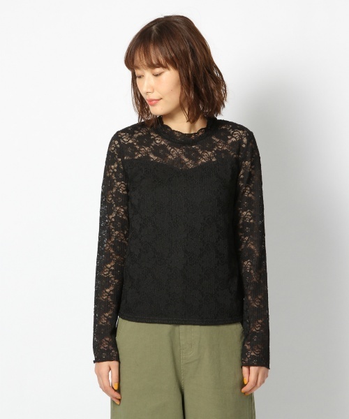 laboratory work（ラボラトリーワーク）の「ハイネックプリーツレースプルオーバー（Tシャツ/カットソー・レディース・ホワイト/ブラック・MEDIUM）」の8枚目の写真