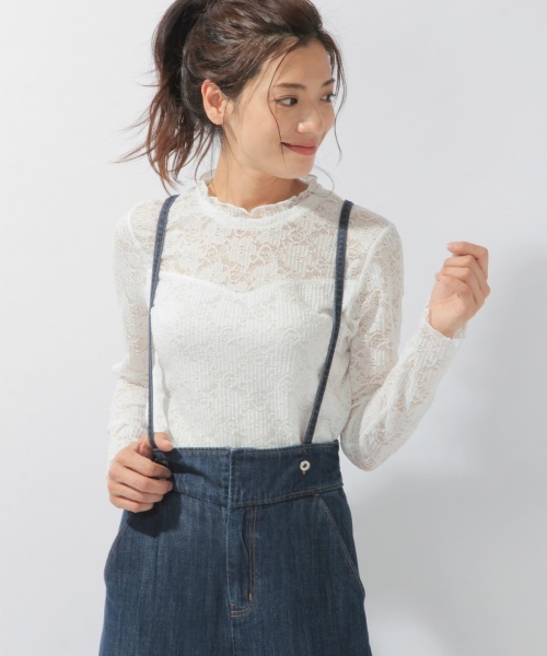 laboratory work（ラボラトリーワーク）の「ハイネックプリーツレースプルオーバー（Tシャツ/カットソー・レディース・ホワイト/ブラック・MEDIUM）」の22枚目の写真