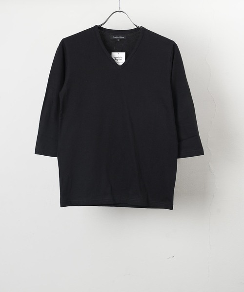 garsonwave(ギャルソンウェーブ)の「日本製七分袖カットソー(GW)(Tシャツ/カットソー・メンズ・ライトグレー/ネイビー/ブルー/ホワイト/ブラック/レッド/チャコール/ワイン/カーキ/スモークピンク/サックスブルー・LL/S/M/L)」の3枚目の写真