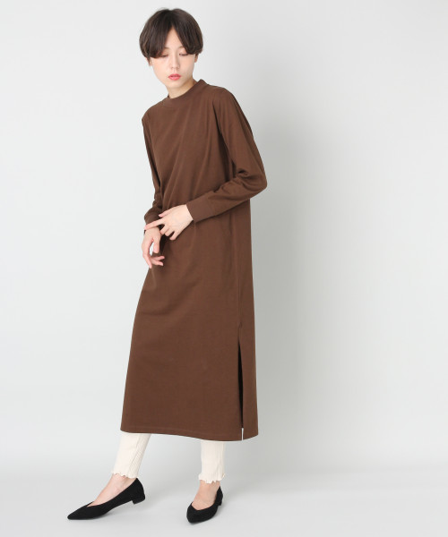 LOWRYS FARM（ローリーズファーム）の「モックネックワンピース　811324（ワンピース・レディース・ブラウン/オフホワイト/ブラック/カーキ・FREE）」の3枚目の写真