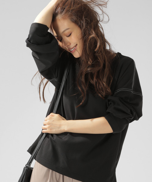 BAYFLOW(ベイフロー)の「ハイショクステッチプルオーバー(シャツ/ブラウス・レディース・ブラック/ダークグリーン/ナチュラル・SMALL/MEDIUM)」の1枚目の写真