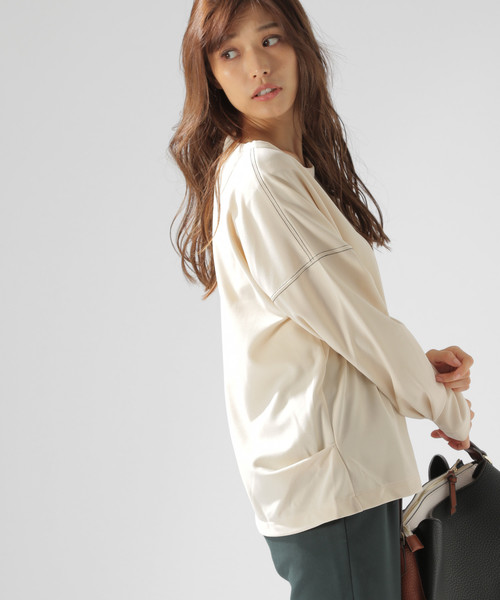 BAYFLOW(ベイフロー)の「ハイショクステッチプルオーバー(シャツ/ブラウス・レディース・ブラック/ダークグリーン/ナチュラル・SMALL/MEDIUM)」の7枚目の写真